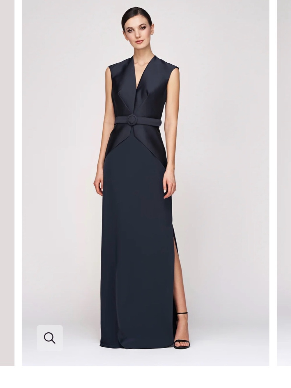 Kay Unger Navy Sleeveless Maxi Gown with Belted Waist